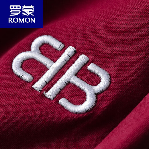 罗蒙（ROMON）运动裤男棉春秋薄款束脚休闲长裤小脚刺绣男士酒红色裤子男卫裤 黑色9928春秋薄款 M