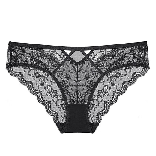 
WHIP BUNNY underwear sexy comfortable hollow women's low waist seductive lace thin breathable briefs bow 9216NK-Black L (suitable for weight 115-130Jin [Jin equals 0.5 kg])