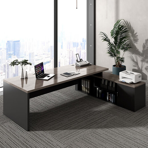 Han and Tang Dynasty Shuangsheng office desk and chair combination boss table commercial simple modern executive desk manager single table president office table gray walnut total length 160 + desktop width 80