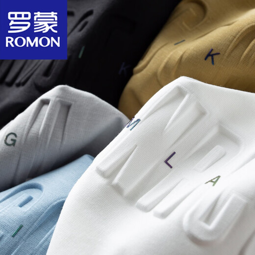 Romon (Romon) Europäische Station Sommer Dünn Ice Mercerated Cotton White T-Shirt Herren Kurzärärmelte schlanker rundes Hals High-End-Eispop für Männer Weiß 2xl Empfehlung [140-155jin [Jin entspricht 0,5 kg]]
