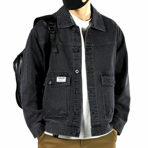 Xuanlaiya rétro grand travail de poche veste denim veste de printemps et d'automne Nouvelle marque tendance lâche belle veste décontractée hommes 847 gris xl