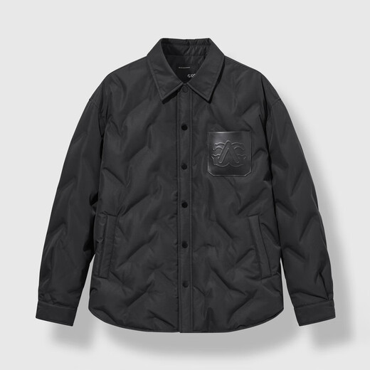 GXG Chaqueta de plumón corta y holgada para hombre, chaqueta camisera, invierno, negro, 170/M