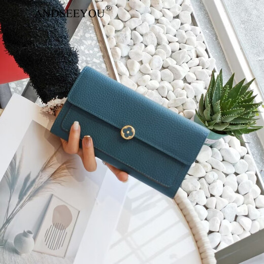ANDSEEYOU brand long wallet women's new yellow cowhide fortune wallet fashion four-leaf clover soft cowhide clutch Chinese Valentine's Day yellow as shown in the picture