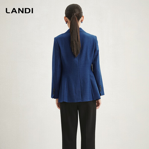 Blue sapphire blue 100 sheep wool one button waist suit jacket women's suit top winter new product dark sapphire blue M
