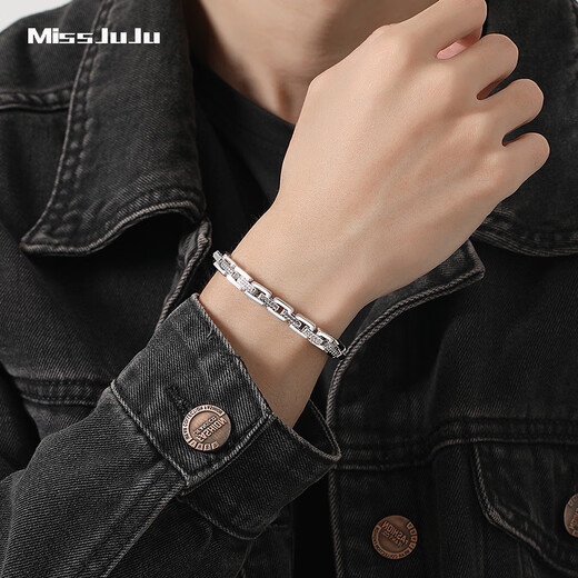 Miss JuJu PT950 platinum dense card cross bracelet for men, domineering real platinum thick bracelet, car pattern version 12.61g, 18cm long, about 4mm thick