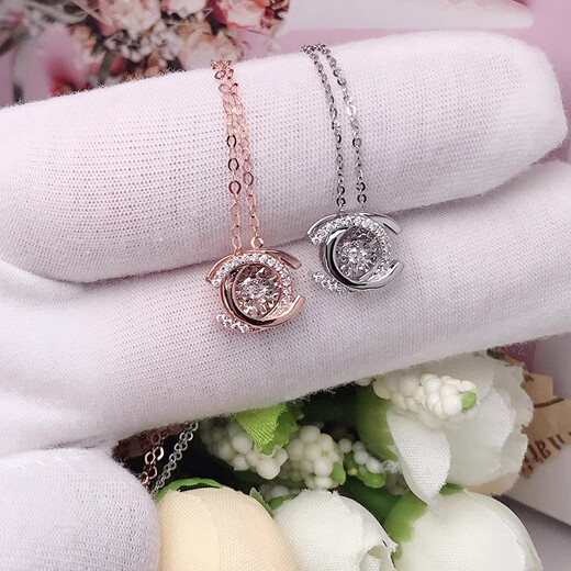 DL 1998 Fat Donglai same style double ring 18K rose gold necklace gold double C smart diamond female color gold light luxury pendant clavicle chain double C smart diamond necklace rose gold