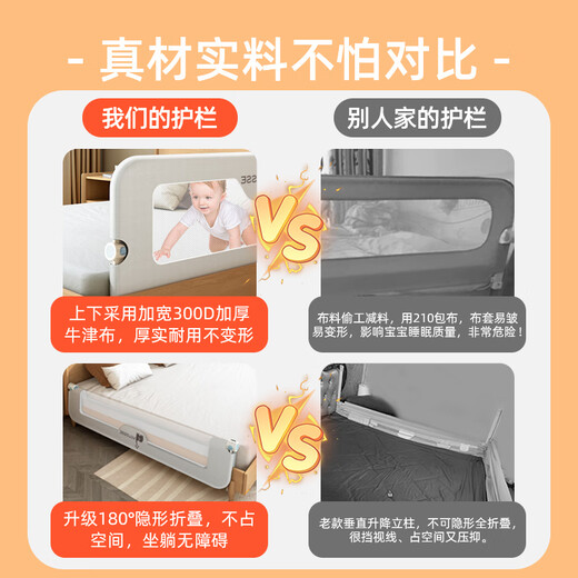Beiyixiong Beeio Bed Cuna Baby Cribe Baby Baby Baby Anti-Fall Barda de cama Buardicultor Camiseta Camiseta Camiseta sin agujero 2 metros Elefante gris [columna grande mejorada + base en forma de U sin golpes de agujero]