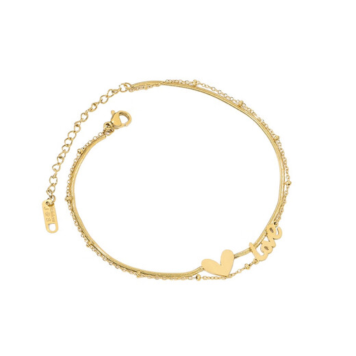Canxian ancient gold 18k gold alloy double layer new anklet female forest anklet fashion versatile fashion