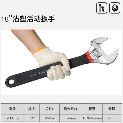 CLCEY活动扳手活口4寸小号迷你活扳手工具8/10/12寸公制开口活扳子 4寸100mm(开口15mm)M11303