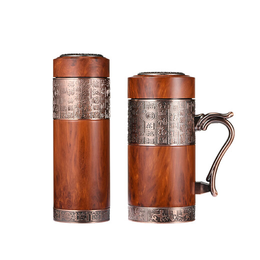 Hantang Yixing Purpur Ton Inner Bottom Isolation Cup Gesundheitsmännungen und Frauen Baifu High-End-Tee Tasse für Eltern und ältere Geschenke Customized Black Frosted Baifu Griff Tasse