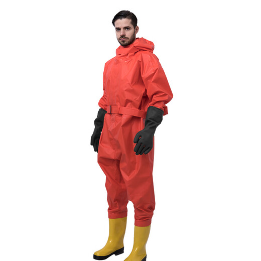 TELLGER semi-enclosed secondary light chemical protective clothing acid and alkali resistant protective clothing boots one-piece protective clothing experimental PVC semi-enclosed secondary light chemical protective clothing