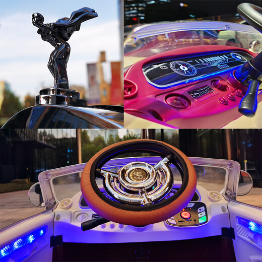 Samat remote control car children's electric car four-wheeled Rolls-Royce classic car for boys and girls rocking toy car can sit on white