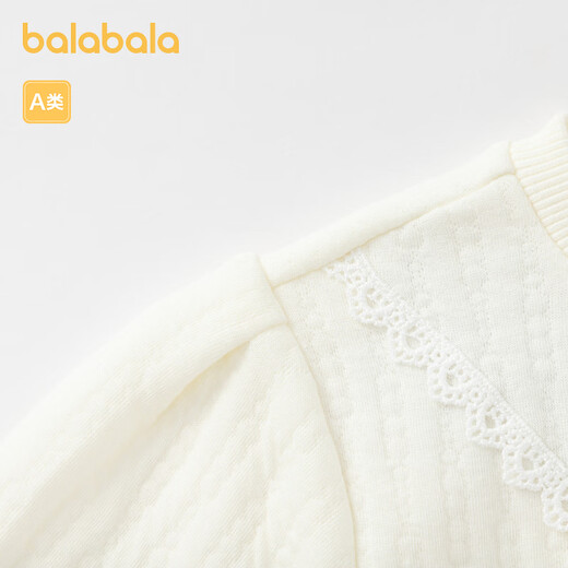 Balabala children's clothing baby bottoming shirt T-shirt girls top autumn and winter sweet temperament simple fashion trendy off-white 10302 100