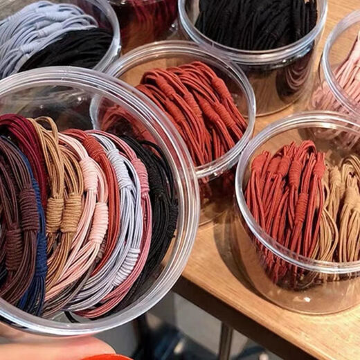 Qindu High Elasticity and Durable Hair Tie Headband 2022 Double Color Matching Hair Band Rubber Band Women's Hair Accessory Leather Case Temperament Black Hair Rope Dark Color 10 Pack