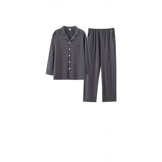 Meijun new pajamas for men and women in autumn and winter brushed German velvet warm lapel long-sleeved casual loose couple unprinted style home clothes dark gray suit men and women same style XXL 140-160Jin Jin is equal to 0.5 kg