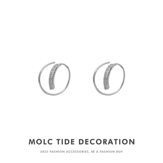MOLC all-over 925 silver earrings niche design earrings 2025 new handsome men's trendy personality men's earrings men's geometric earrings E0723 silver