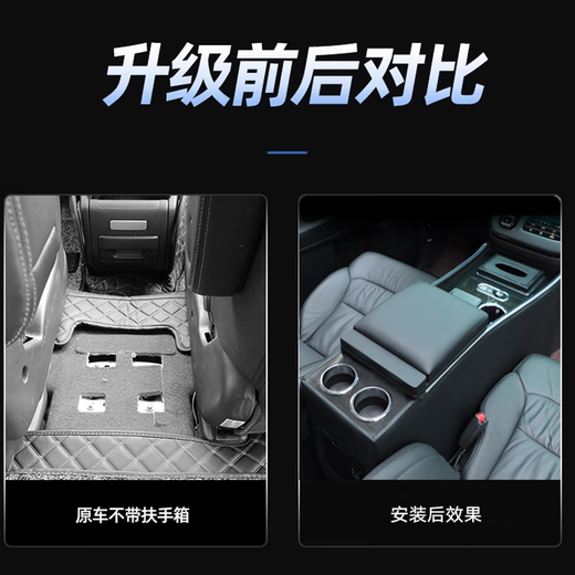 Qianzhong Odyssey armrest box, Alison car armrest box, punch-free center channel storage box interior modification parts, heightened version, brushed black - wireless charging + side lights, special car