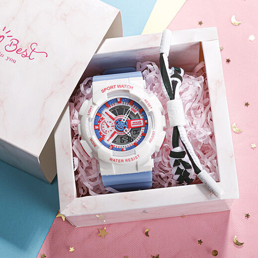 
Park Ri watch student junior high school female ins style internet celebrity simple electronic watch Harajuku sports fresh 918 transparent purple 692-43 watch + battery