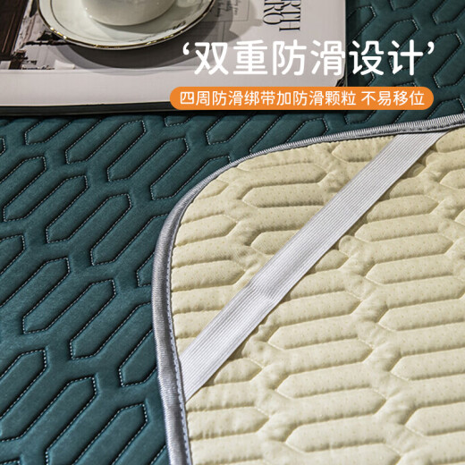 Yalu Thai latex mat two-piece set ice silk mat mattress summer Tencel air-conditioned soft mat 0.9m bed dark green