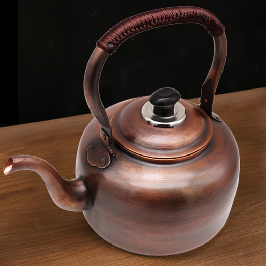 Copper kettle kettle household pure copper teapot handmade thickened soup kettle large capacity retro gas electromagnetic whistle kettle thickened gas model suitable for open flame 3L