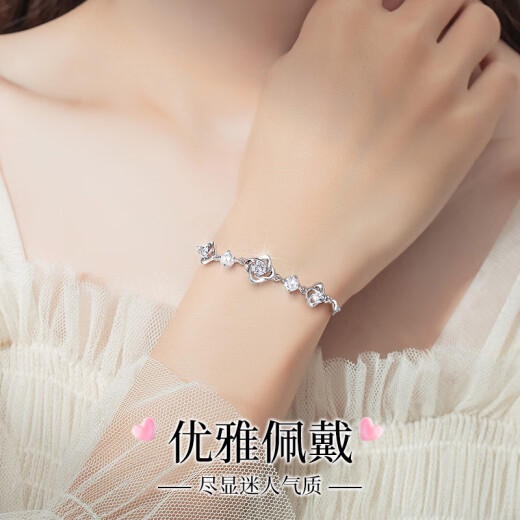 The only (Winy) four-leaf clover 999 pure silver bracelet girls birthday gift fashion jewelry girlfriend jewelry
