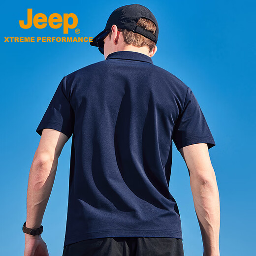 Jeep schnell trocknendes Polo-Hemd für Männer upf40+ Sonnenschutz kurzärmelig T-Shirt für Männer Outdoor Revers Schnelltrocknungskleidung 9905 Marine Blue XL