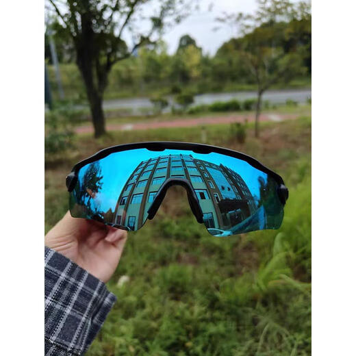 欧克利（OAKLEY）O记骑行眼镜radar ev 9275自行车跑步马拉松半框偏光骑行眼镜 全黑框冰蓝四片装