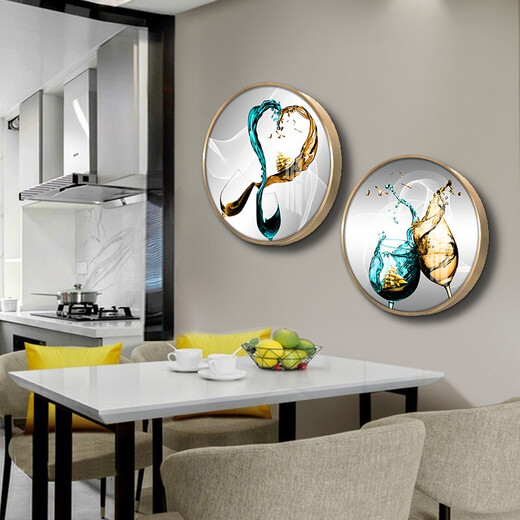 Mo Hua Lulin Restaurant Dekorative Gemälde moderner einfacher Esstisch Hängende Maler Restaurant Wandeingang Eingangseingangsschrank High-End-Malerei Esszimmer Jiuyu Bild 02 Paar Wein Dang Song 12350 Kristallporzellanmaler 40 schwarzer Rahmen (Gold Rahmen erfordert Notizen Notizen