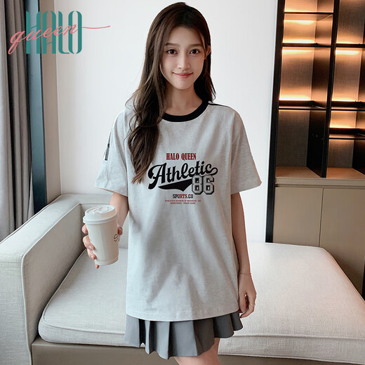 Camiseta Halo Queen Loose Sports Sports Camiseta de manga corta Camiseta de verano Femenino