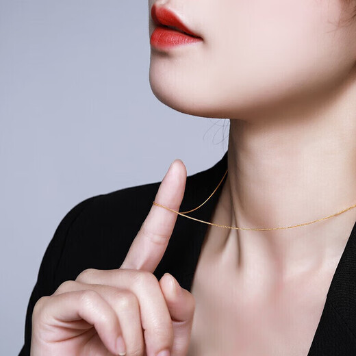 Chao Acer Chopin chain 18K gold necklace colored gold plain chain women's gold chain for girlfriend birthday gift yellow K about 42cm
