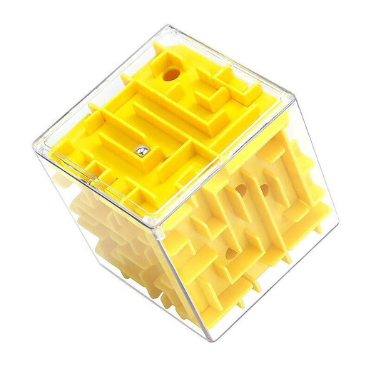 3D three-dimensional magic maze children's toy six-sided moving beads to break through levels, concentration training Rubik's cube, decompression and unlocking, yellow + green