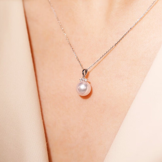 Micro boat mother-of-pearl pearl pendant necklace S925 silver single bead clavicle O-shaped chain holiday gift eyelash style birthday gift 12m 10mm white beads
