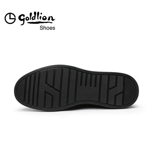 Goldlion men's shoes, fashionable and simple leather shoes, comfortable lace-up business casual shoes 50823026501A-black-size 42