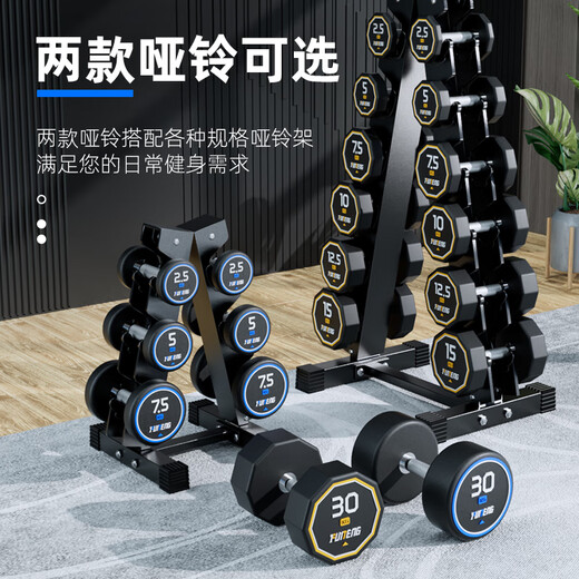 Fanteng Pure Steel Midbell Combination para masculinos Fitness Humbbell Rack Equipo comercial Equipo comercial con pesas electroplacadas especiales para gimnasio de 725 kg de mancuernas + Tres capazas 15 pares de estante de mancuernas 0 kg Pev inodoro de acero puro [cabeza redonda] mordaz