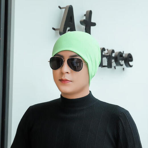 KAROND new nightcap men's summer bald hat men's hat men's bald summer headscarf men's bald summer headscarf women's breathable pull-out bag head hat summer thin style sleeping spring and autumn black one size elastic