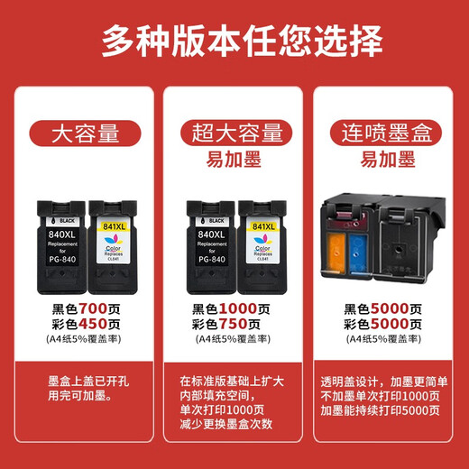 Yizhi eignet sich für Canon MG3680 Tintenpatrone 3600 3580 3180 4280 4180 MX398 Die Druckertinte kann 841 Farbtintenpatronen hinzugefügt werden [erhöhte Kapazität 750 Seiten]