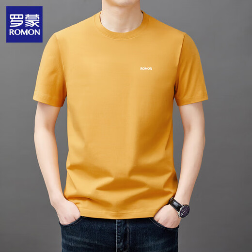 Kurzärärmelte T-Shirt-Sommer-Trend von Romon-Männern einfacher runde Hals Top lässig coole T-Shirt Herren T YS9929 Weißes Label M (105) 90-110Jin [Jin ist 0,5 kg]