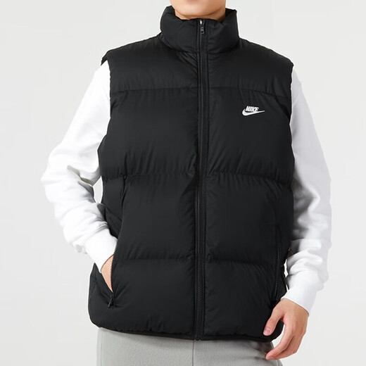 Nike (Nike) Baumwollweste 2025 Frühling neuer Stil Running Fitness Down Bequeme Standkragen Reißverschluss Casual Sports Jacke FB7374-010 Schwarz und Weiß (Baumwolljacke) s