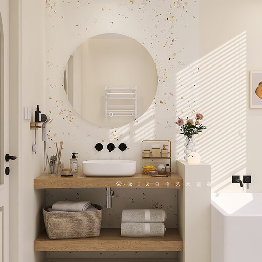 Wen Yijia customized bathroom tiles floor tiles 600x1200 terrazzo anti-slip tiles wall cream style French floor tiles Free grains-K12108 [same model in the main picture] 600x1200