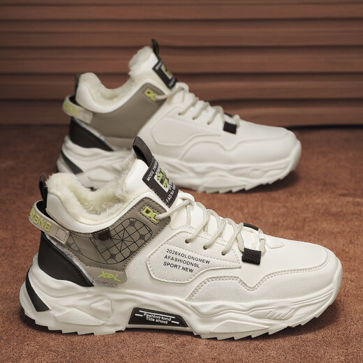 
Mountain Flower Creek [optional with velvet] Men's shoes for autumn and winter new cotton shoes for sports and casual running thick soles versatile dad's trendy shoes Rice brown [regular version]-2601 43