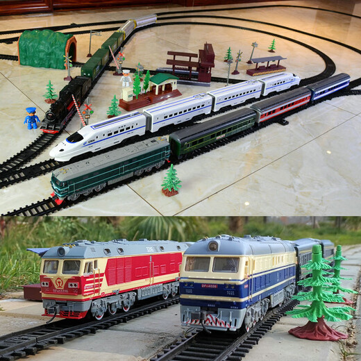 Ensemble complet de modèles de table de sable de train, Dongfeng Rail à grande vitesse à vapeur Verte Verte Skin pour enfants Train de simulation électrique, Red Wine, European Star Passenger Transport Set, Ordinary No. 5 Batterie
