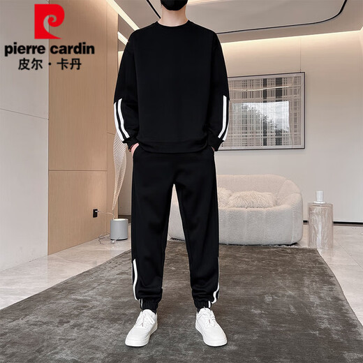 Pierre Cardin Herren-Casual Sportswear Set 2025 Neuer Frühling und Herbst Runde Hals Langarmed Sweatshirt Herren Herbst und Winter hübsches Set 9230 Bohnengrün S