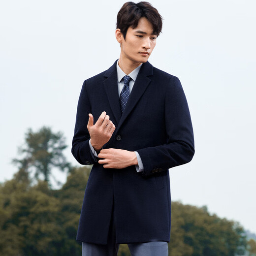 Annonce Bird Coat Vêtements pour hommes [Cachemire chaud] Automne Men's Business Formel Wear Chester Laine Coat Veste Top Nanny Blue L -48 (175/96)