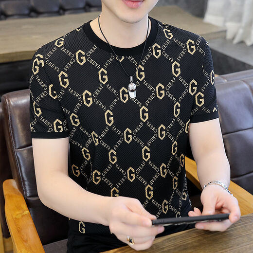 
ZHIDOUDOU30-40-year-old middle-aged and young men with fat men's belly-free clothes for men's ice silk short-sleeved men's 2022 new model 3882 yellow One size M 90-105Jin[Jin equals 0.5 kg]