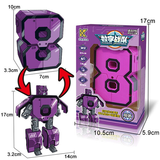 Case Family Toys Kinder große digitale deformierte Mecha-Spielzeuge frühe Bildungsbausteine ​​Jungen und Mädchen 2-6 Jahre alt 0-9 Digitalroboter Kombination Große digitale 7 Anti-Luftkanonen-Fensterfarbe Box