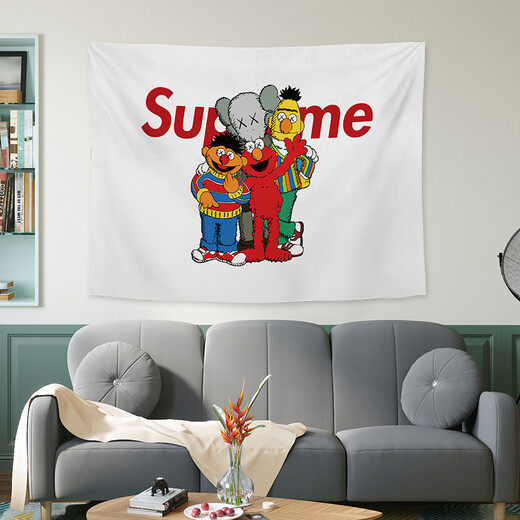 Nianrou Nordic Brand Trendy Sesame Street Fond Cilot Ins Hanging Tissu Room Disposet Dormitory Decoration Décoration Internet Célébrité Tapasches GT677 Largeur 100cm - Hauteur 75cm (collection et achat + package d'installation)