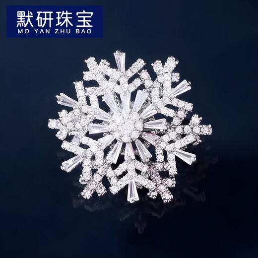 MOYAN Snowflake Brooch Women's Exquisite Rotating Snowflake Pin Niche Design Corsage Suit Accessories Silver White Rotating Snow Crystal A25-209