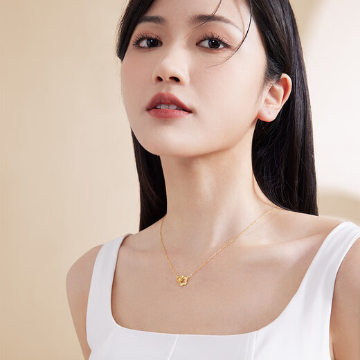 Saturday Blessing Gold Necklace Female Flower Beauty Pure Gold Pendant Birthday Gift Price A0612362 Approximately 3.34g 40+5cm