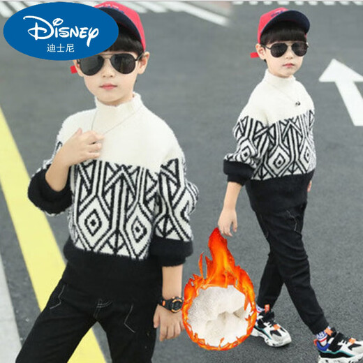 Disney cardigan children's clothing boys' sweater 2025 autumn and winter new children's pullover double-layer thickened mink velvet boys' beef brown (no plus/velvet) 140