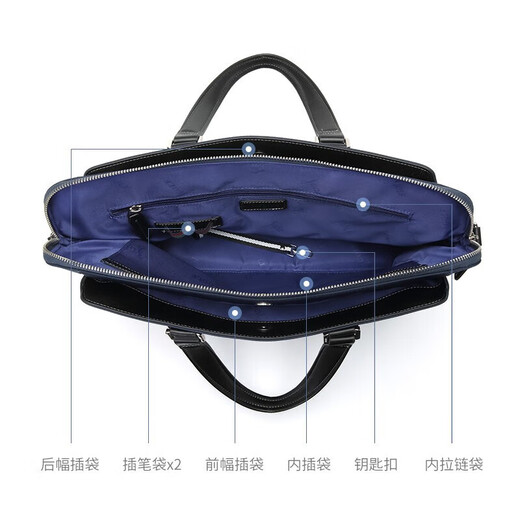 Golf GOLF business briefcase men's fashionable nylon water-repellent large-capacity handbag multi-functional horizontal shoulder crossbody casual men's bag 5I568364J blue with black